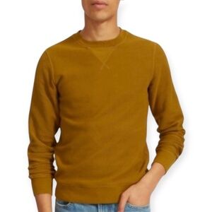 Everlane Men's Twill Ribbed Crew Sweatshirt in Brass Mustard sz 100% cotton XS